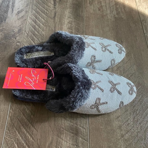 NWT anthropologie elsa beaded bow slippers EU 40 - Picture 4 of 5